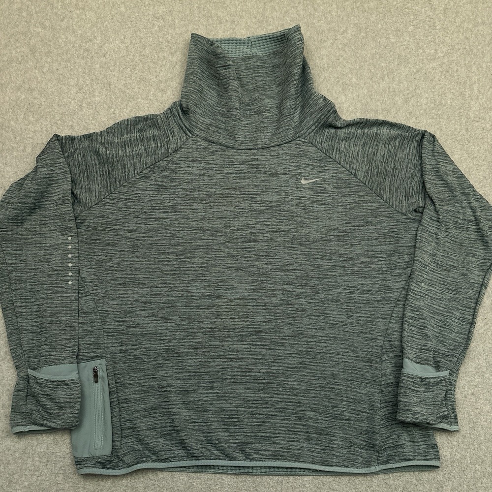 Nike Therma Sphere Element Cowl Neck Running Top Women's XL Green Thumbholes‎